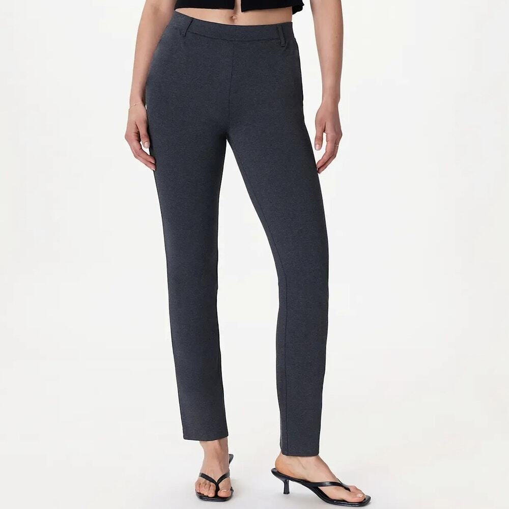 Quince Ultra-Stretch Ponte Straight Leg Pants in Charcoal